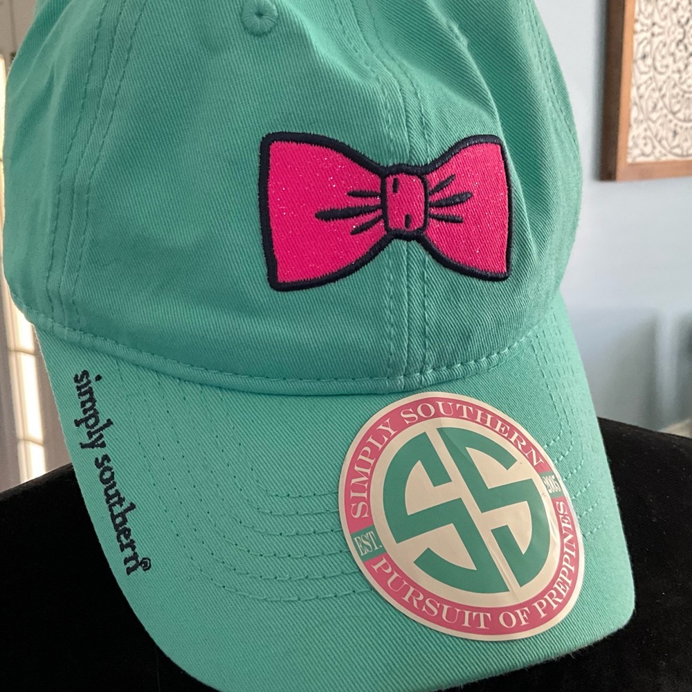 New! Simply Southern Hat Sparkly Bow Pink